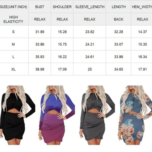 Long Sleeve Cut Out Twist Bodycon Dress - Picture 3 of 7